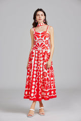 Print Halter A Line Long Dress