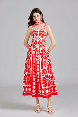 Print Halter A Line Long Dress