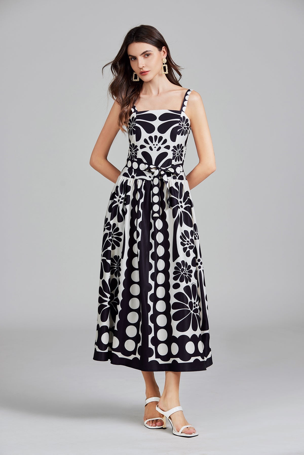 Print Halter A Line Long Dress