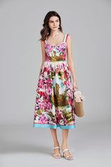 Print Halter A Line Long Dress