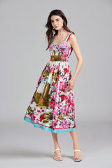 Print Halter A Line Long Dress