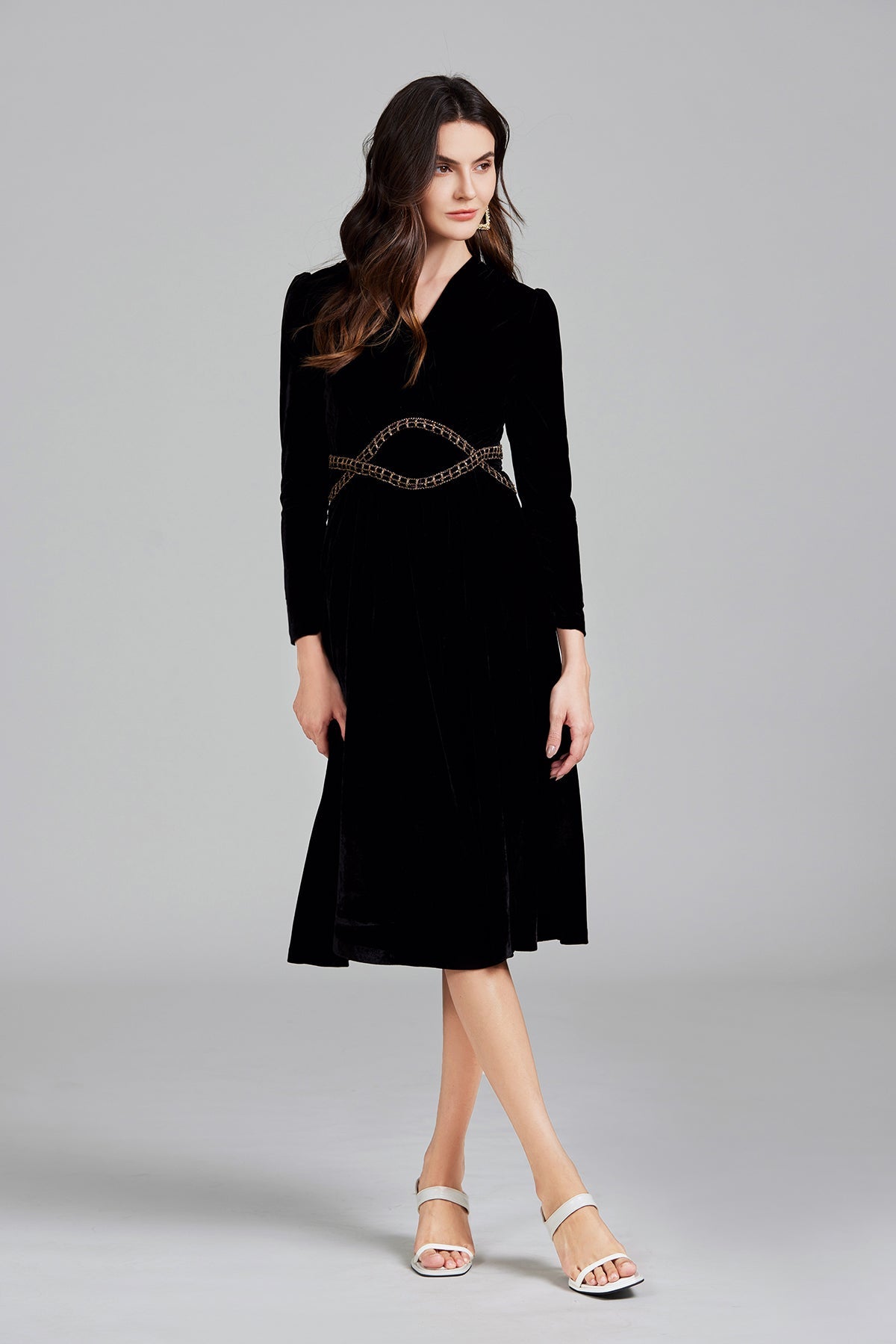 Solid Color Zipper Elegant Dress