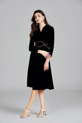 Solid Color Zipper Elegant Dress