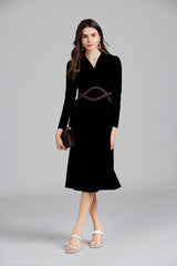 Solid Color Zipper Elegant Dress