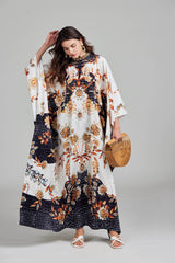 Print Floral Crew Neck With Slit Dress