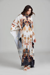 Print Floral Crew Neck With Slit Dress