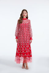 Long Sleeve Sequin A Line Dress