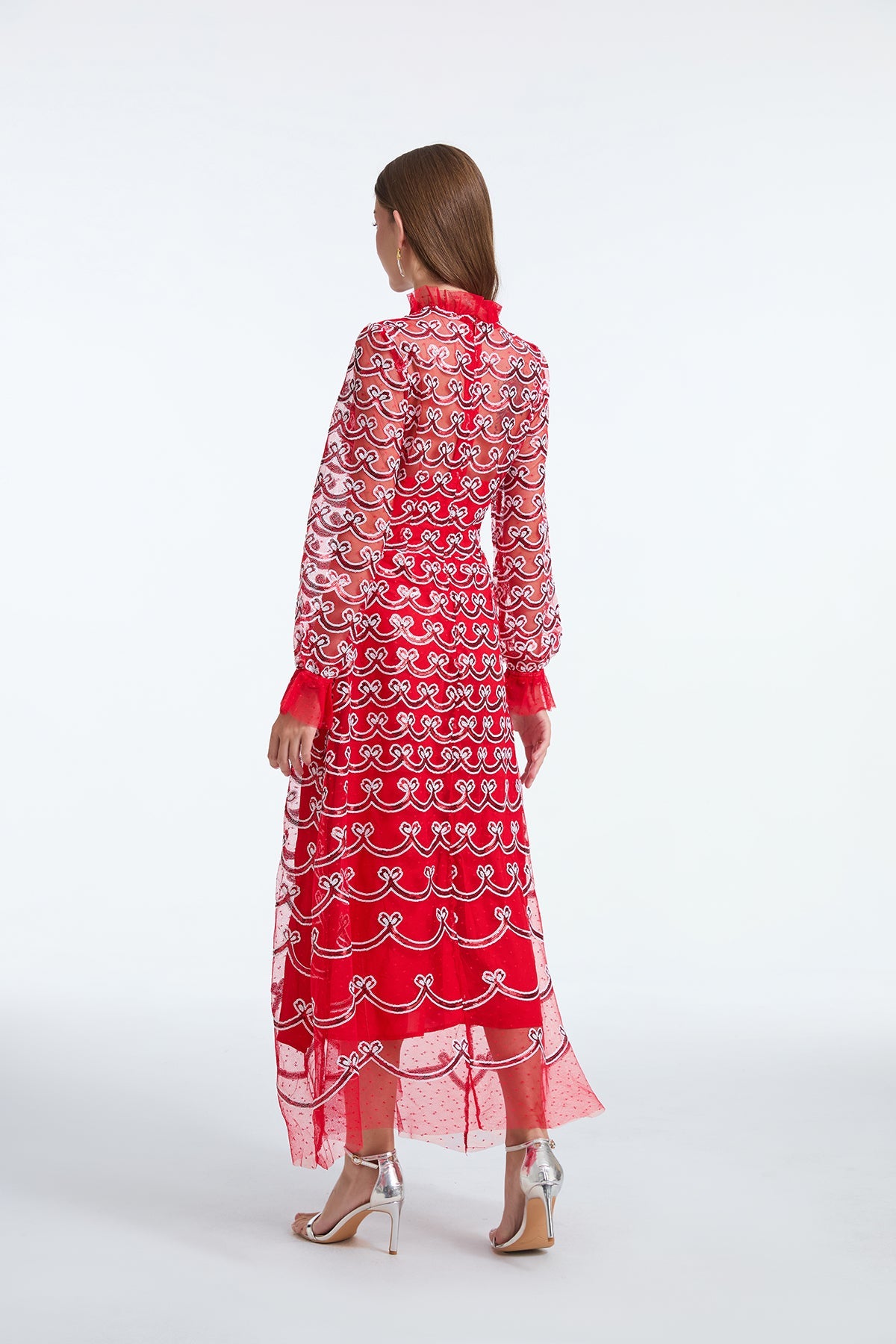 Long Sleeve Sequin A Line Dress