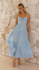 Sleeveless Splicing Sling Long Backless Lace up Large Swing Dress