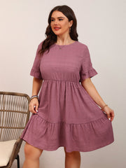 Plus Size Skirt Loose Casual Short Sleeve Waist Flowy Dress