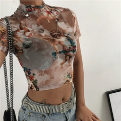 Cherub Print Crop Top