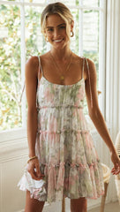 Vestido playero bohemio con tirantes y estampado navideño
