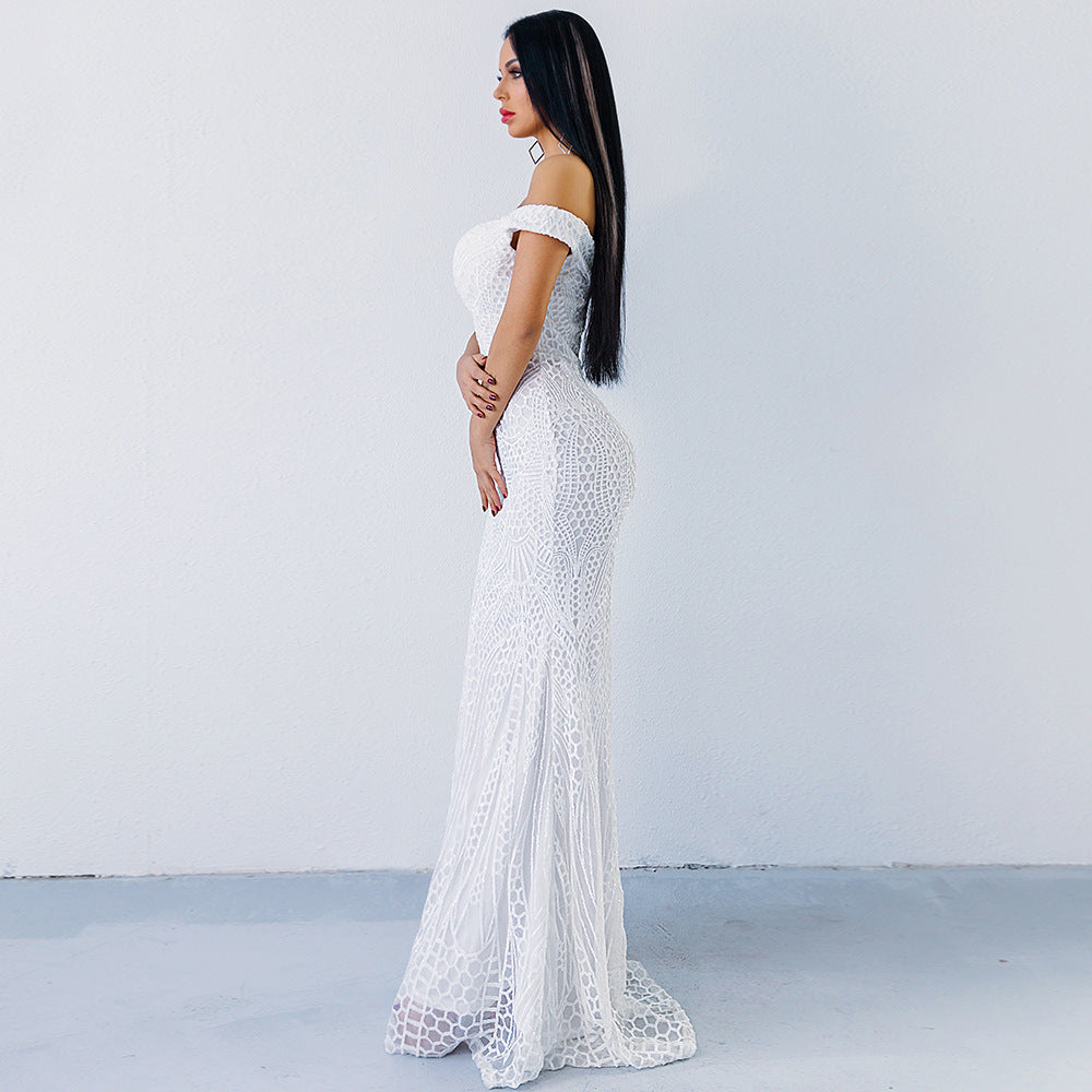 Dress Sequined Tube Top Mopping Banquet Party Evening Dress Fishtail Dress Prom Formal Gown