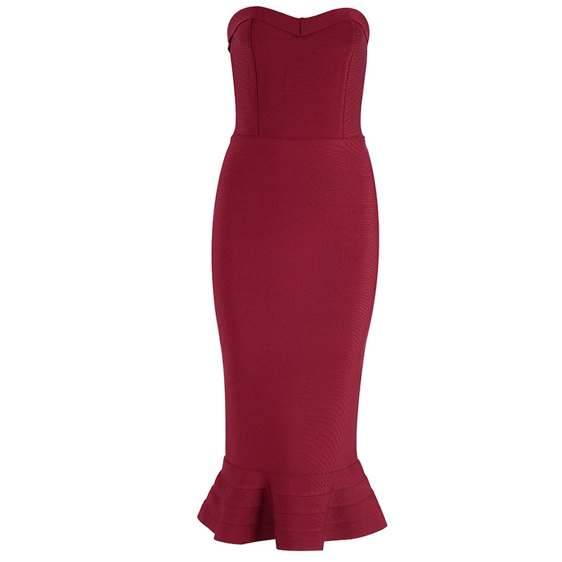 Vestido formal de fiesta de talle medio en color liso