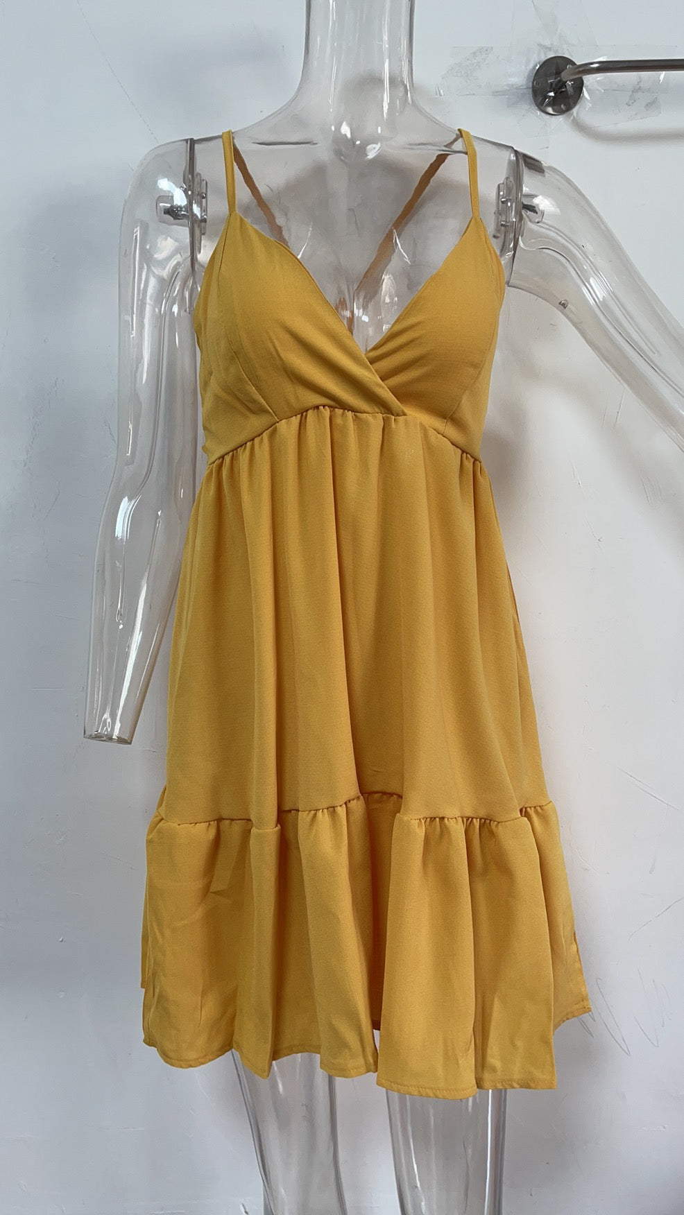 Sundress V neck High Waist Office Strap Dress