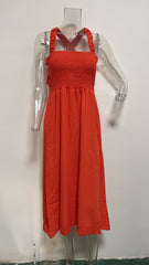 Maxi Casual Solid Color Cotton Linen Sleeveless Dress Summer