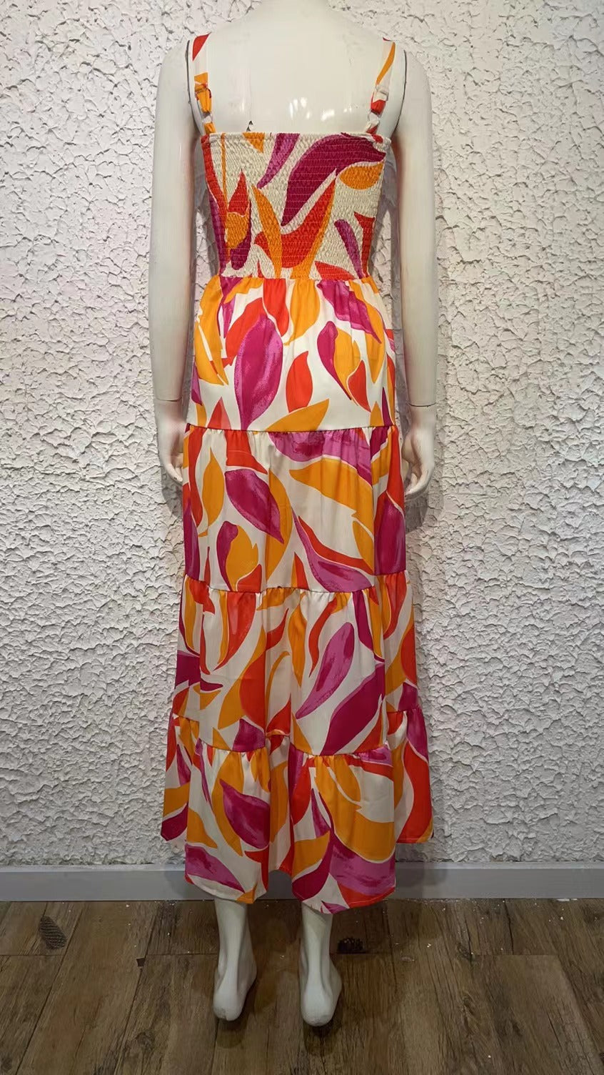 Camisole Tube Top Cinched Waist Large Printed Dress for Abstract Floral