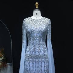 Tulle Mermaid Evening Dresses with Cape Sleeves