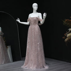 Beaded Off Shoulder Plus Size Formal Party Gowns