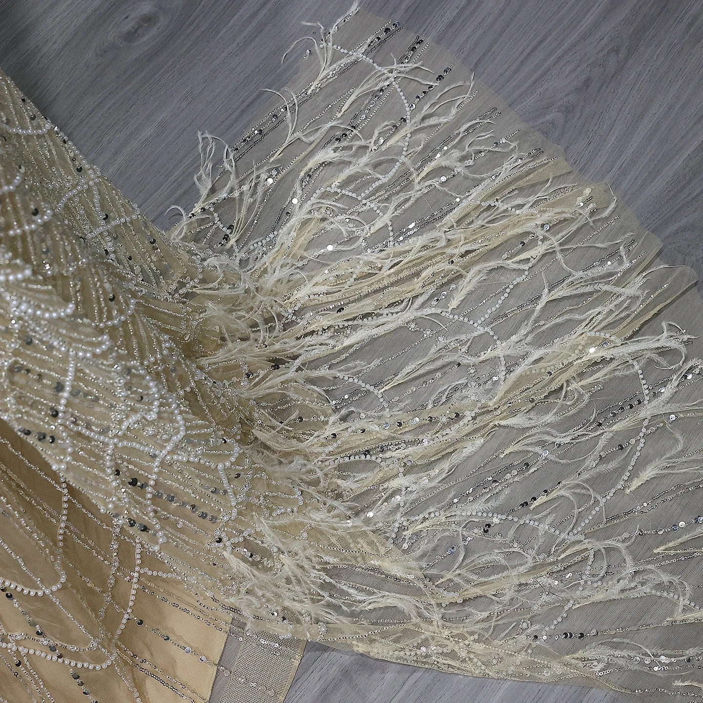 White Feather Mermaid Evening Dresses Cape Sleeves