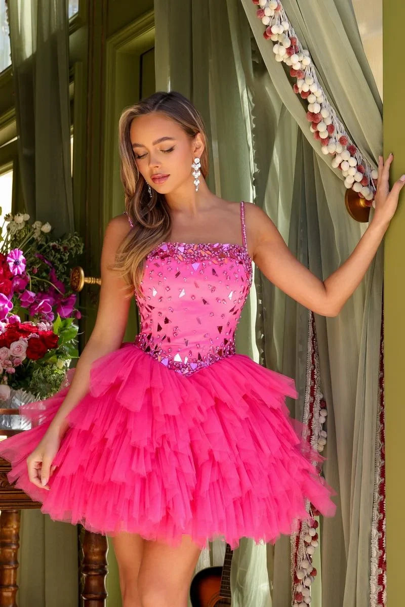 Handmade Glitter Beads Fluffy Short Tulle Dress