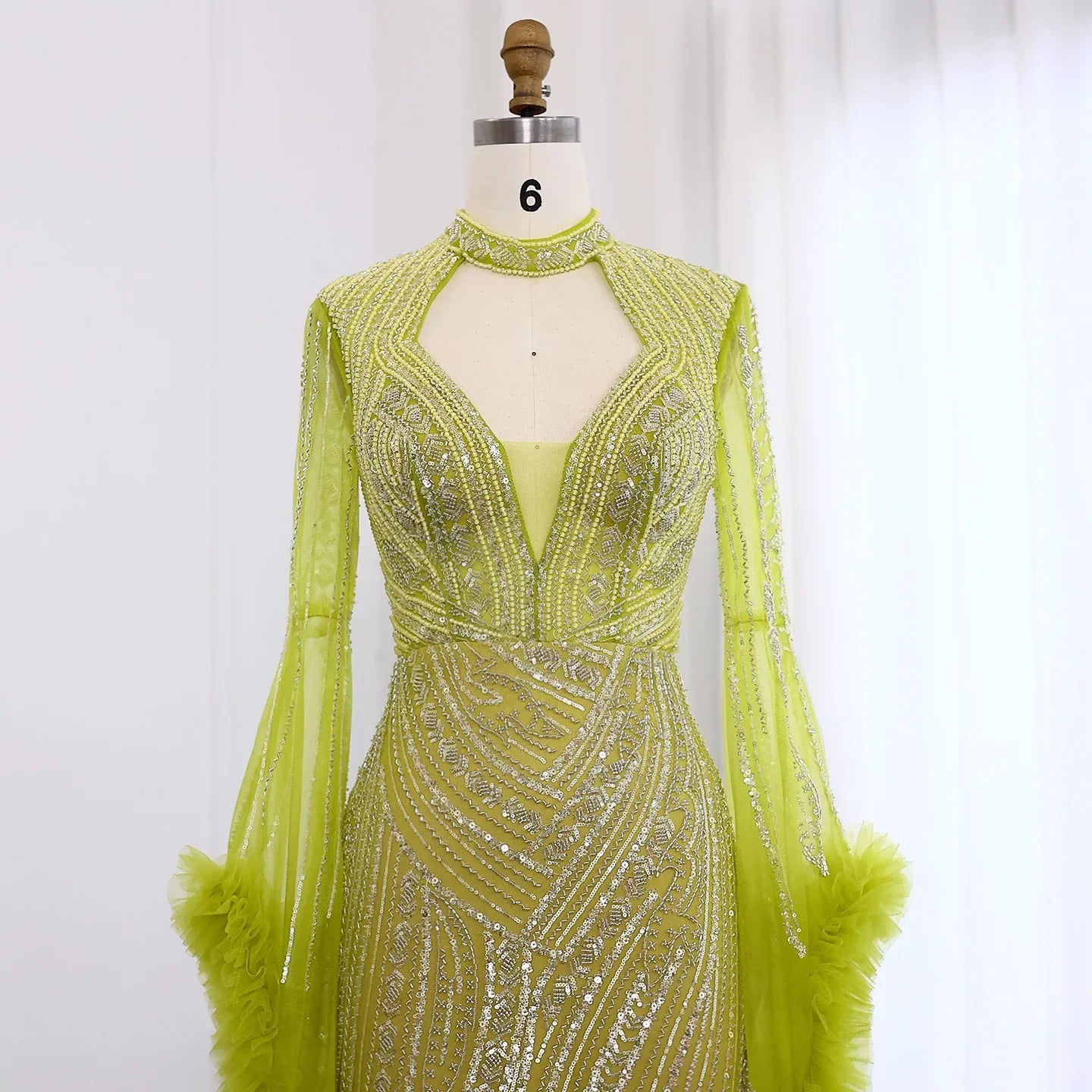 Halter Neck Mermaid Evening Dress with Cape Sleeves