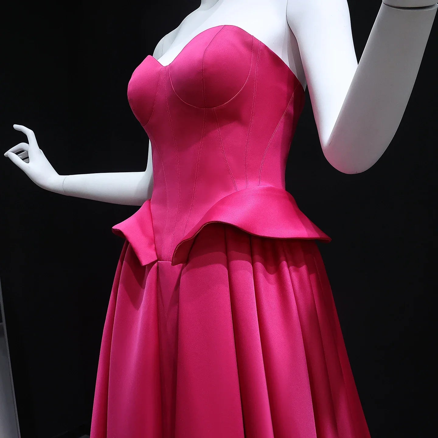 Fuchsia Sweetheart Ruffles Floor-Length Dress
