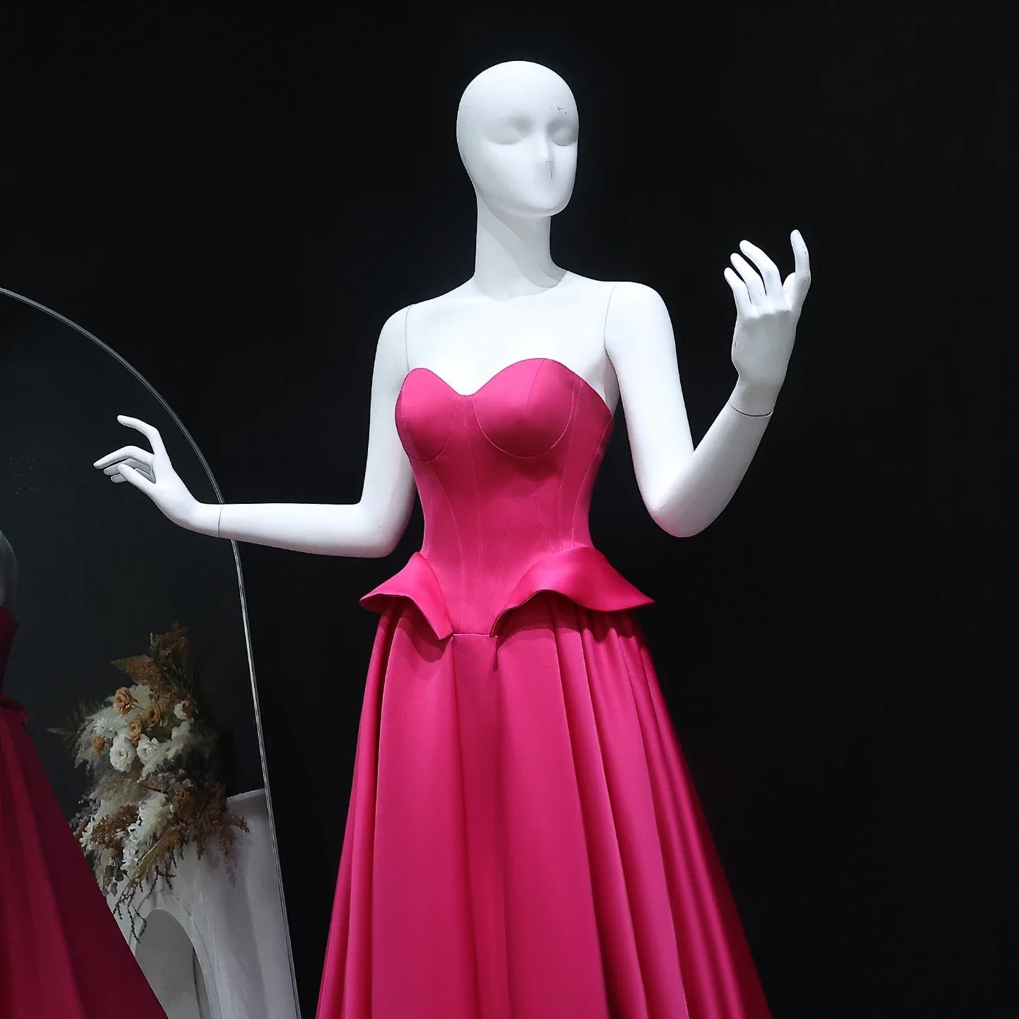 Fuchsia Sweetheart Ruffles Floor-Length Dress