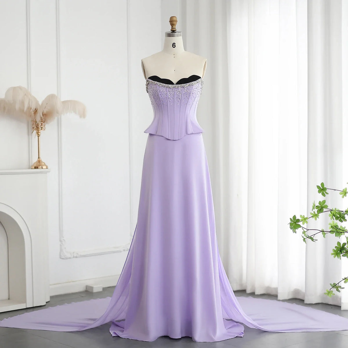Lilac Corset Satin Evening Dress