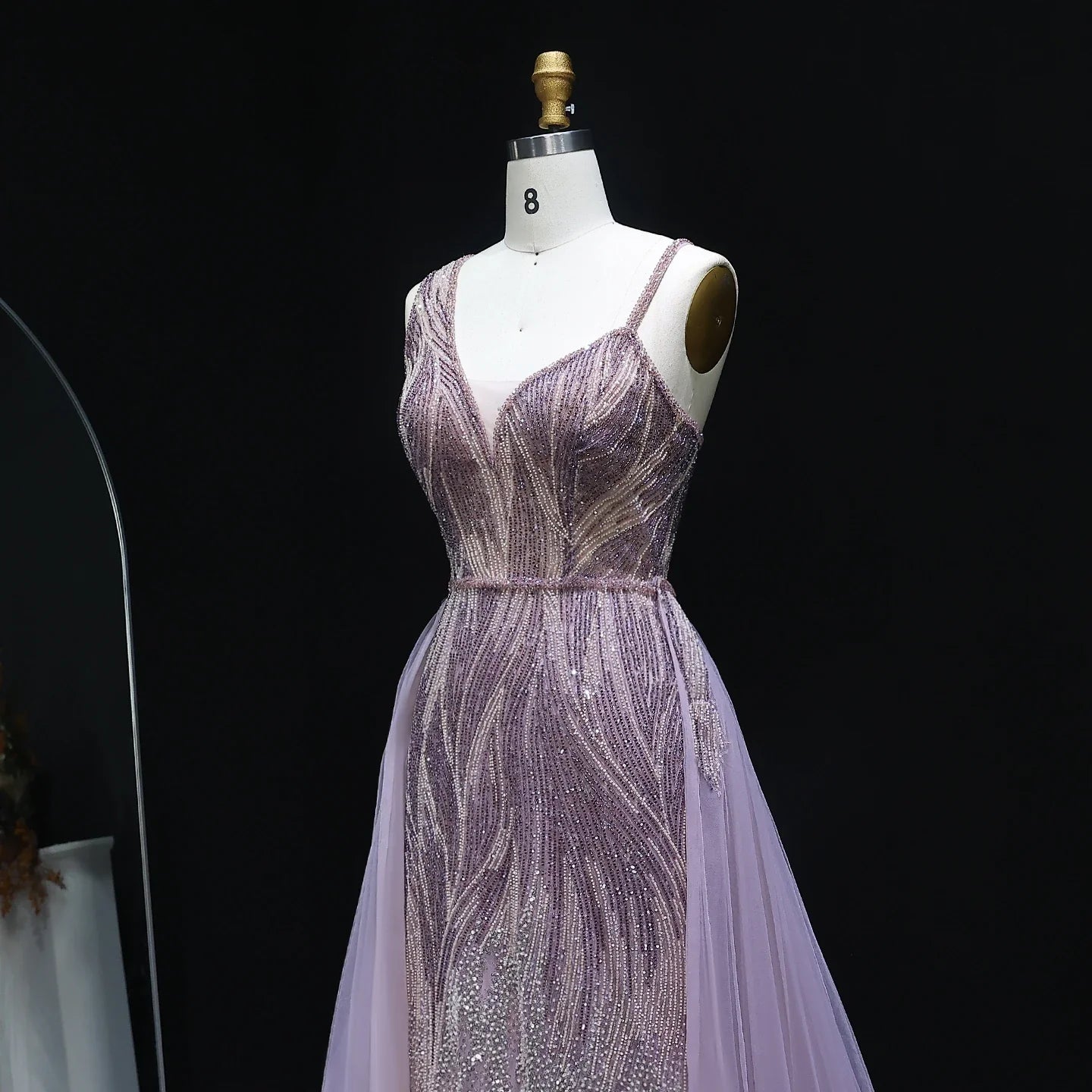 Dusty Champagne Pink Evening Dresses with Overskirt