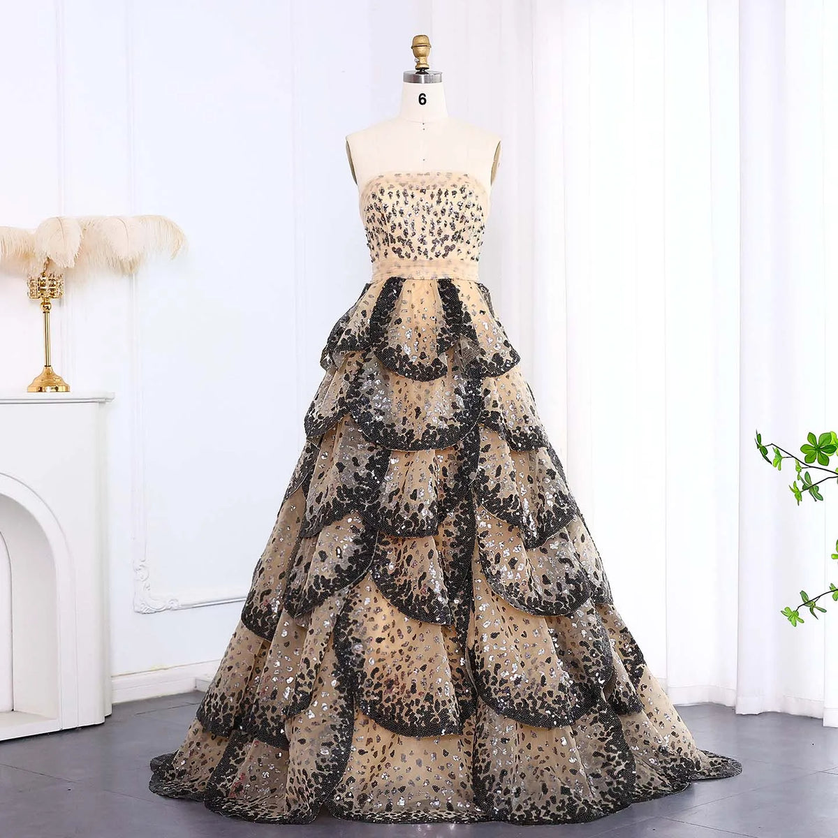 Ruffles Ball Gown Tulle Evening Dress| Customized