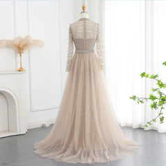 Champagne Mermaid Long Sleeves Dress with Overskirt