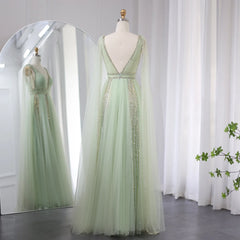 Cape Sleeves Chiffon Plus Size Party Gown