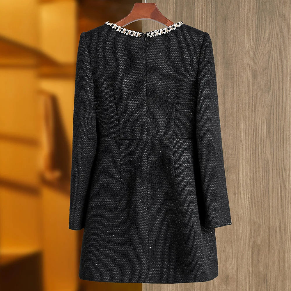 Square Neck Knitted Diamond Mini Dress