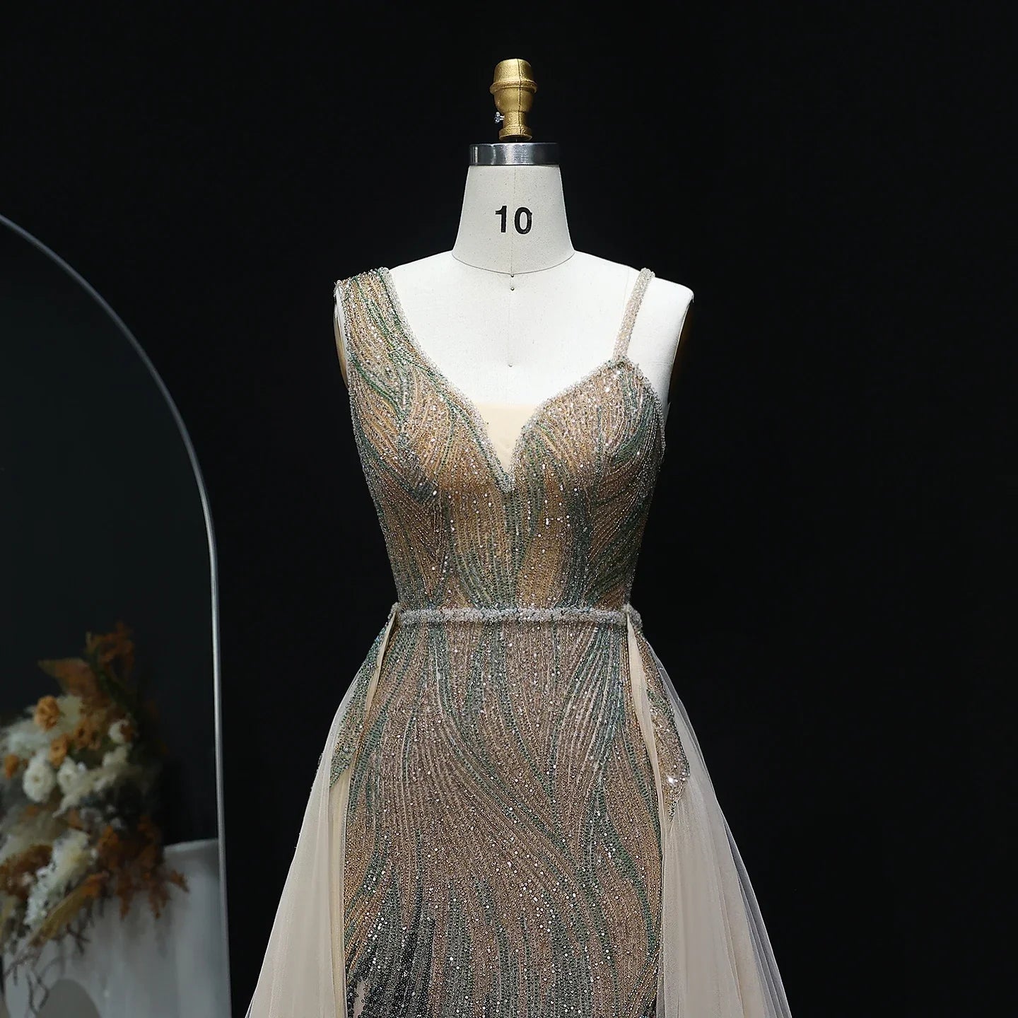 Dusty Champagne Pink Evening Dresses with Overskirt
