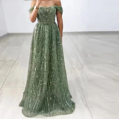 Beaded Off Shoulder Plus Size Formal Party Gowns