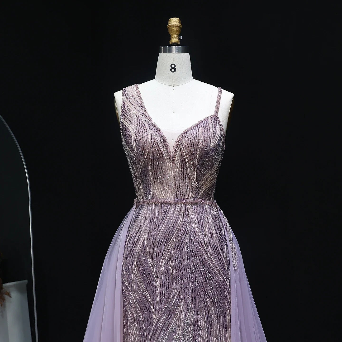 Dusty Champagne Pink Evening Dresses with Overskirt