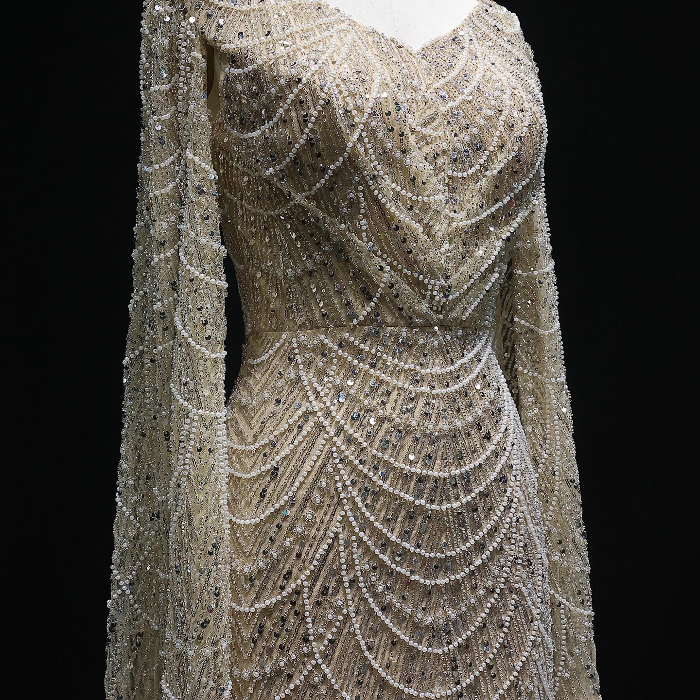 White Feather Mermaid Evening Dresses Cape Sleeves