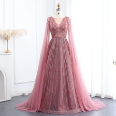 Tulle Sweep Train Crystal Evening Dress