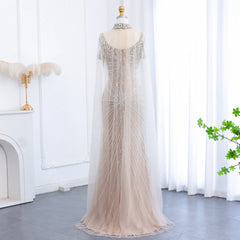 Tassel Mermaid Evening Dress Cape Chockers