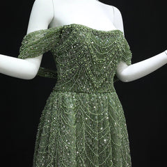 Beaded Off Shoulder Plus Size Formal Party Gowns