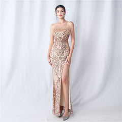All Pieces Positioning Floral Cutting HOrdered Ostrich Hair High End Evening Dress