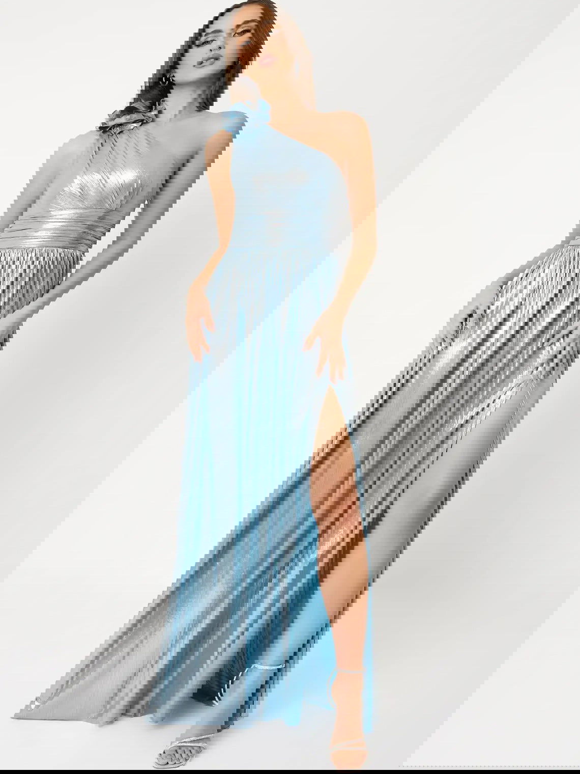 Arrival Dress Shiny Surface Sling Backless High Slit Socialite Dress