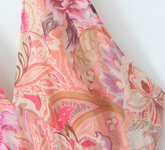 Casual Waist Controlled Slim Fit Slimming Paisley Halter Backless Dress