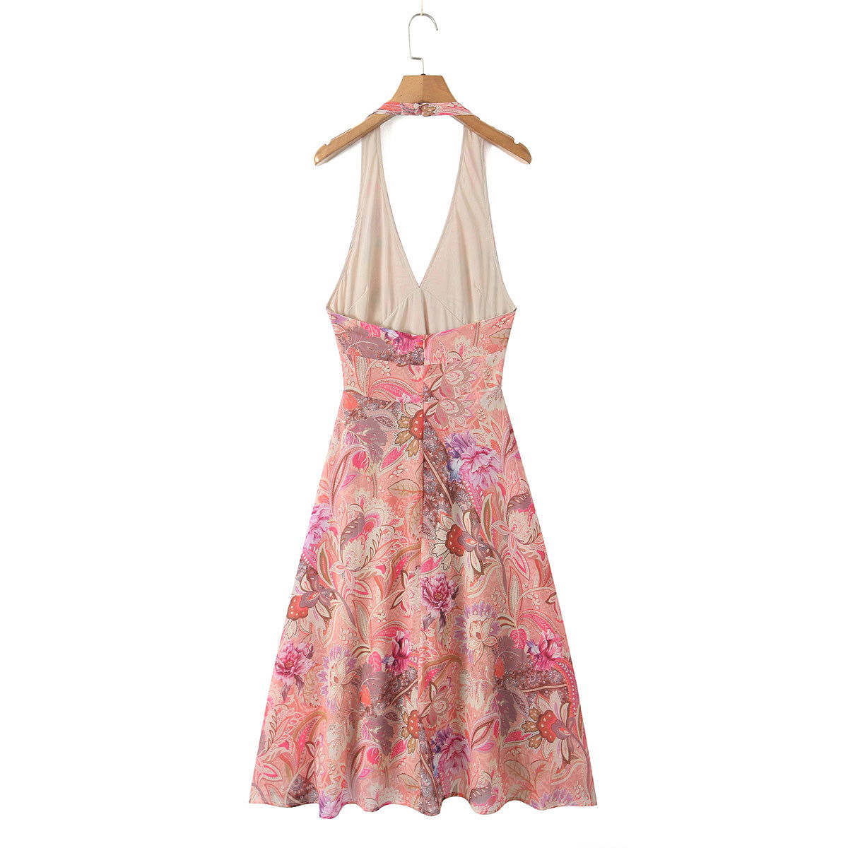 Casual Waist Controlled Slim Fit Slimming Paisley Halter Backless Dress