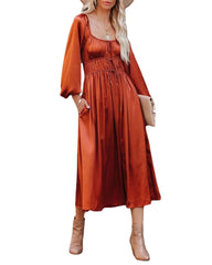 Elastic Waist Patchwork Mori Girl Large Swing Dress Evening Dress