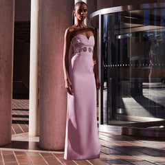 Elegant Pink Dress Tube Top Maxi Dress Elegant Formal