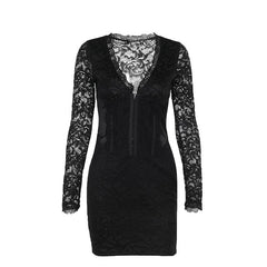 Elegant Long Sleeve Narrow Lace Mini