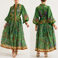 Printed Cardigan Printed Wide Hem Long Sleeve Dress for Amplified craft