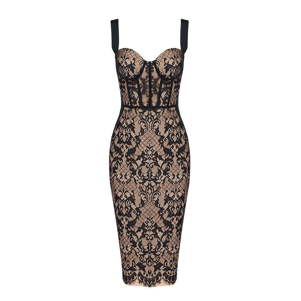 Retro Lace Suspender Nightclub Tight